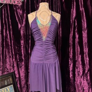 Purple Halter Dress with Sequin Detail
